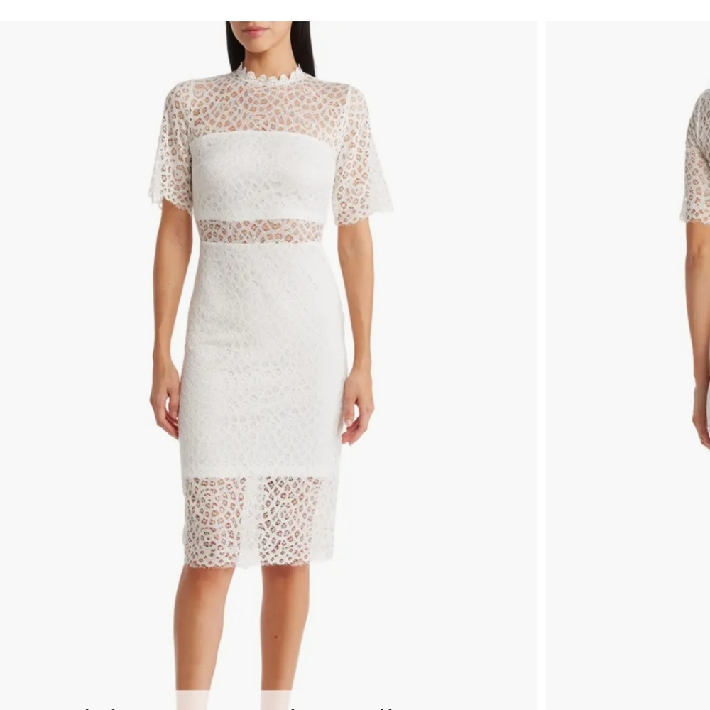 Never worn white dress With See Through Lace